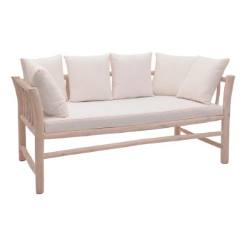 Καναπές διθέσιος Art Maison Jack teak ξύλο σε φυσική απόχρωση με μπεζ ύφασμα 162x80x71εκ
