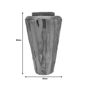 Διακοσμητικό βάζο Art Maison Button teak ξύλο σε φυσική απόχρωση Φ45x80εκ