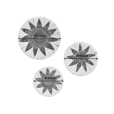 Διακοσμητικό τοίχου Art Maison Anemone σετ 3 τεμ ψάθα σε μαύρη-μπεζ απόχρωση