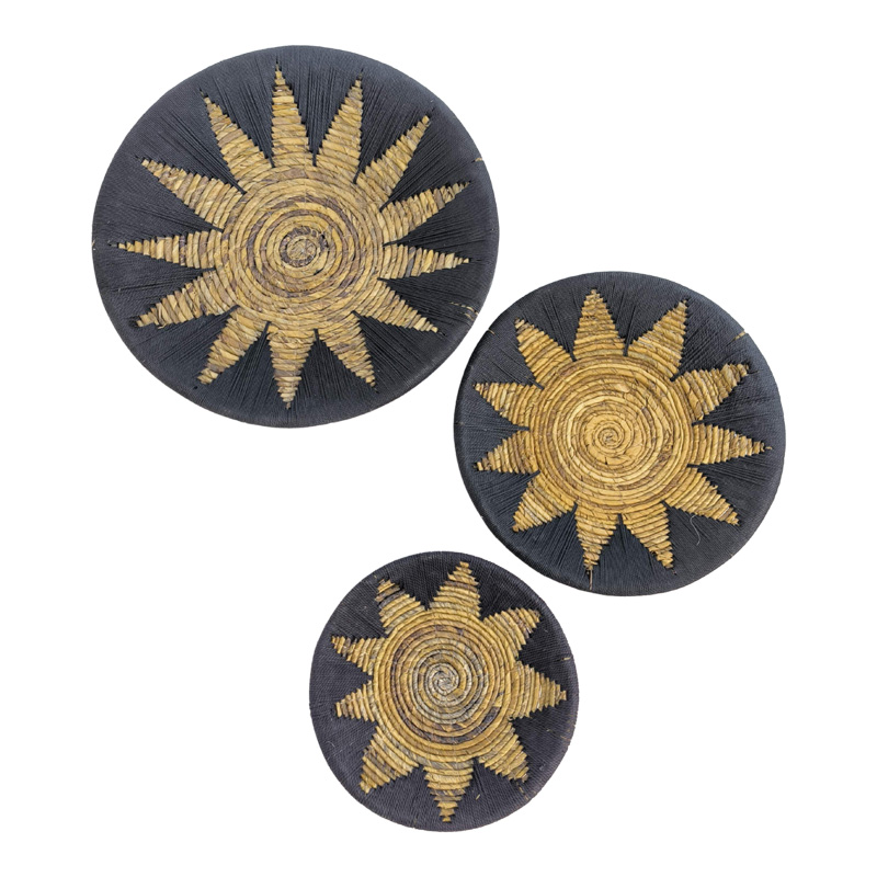 Διακοσμητικό τοίχου Art Maison Anemone σετ 3 τεμ ψάθα σε μαύρη-μπεζ απόχρωση