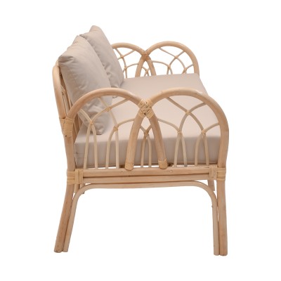 Καναπές Art Maison Luke rattan pe σε φυσική απόχρωση με μπεζ μαξιλάρι 166x61.5x71εκ