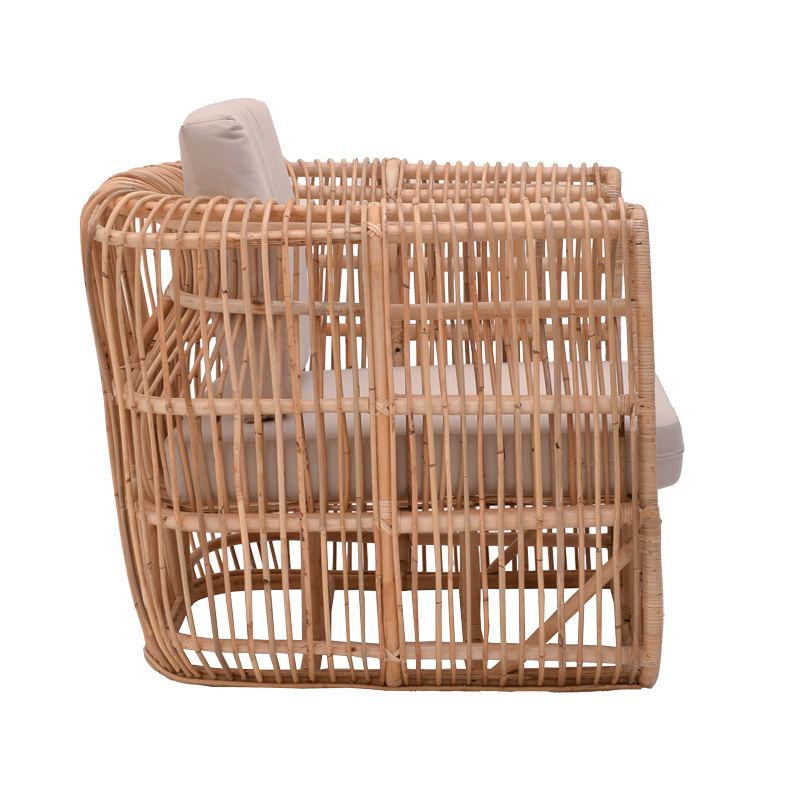 Πολυθρόνα Art Maison Brute rattan pe σε φυσική απόχρωση με μπεζ μαξιλάρι 86x86x66εκ