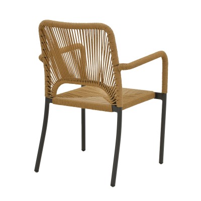 Πολυθρόνα αλουμινίου Art Maison Armory στοιβαζόμενη ανθρακί σκελετός-φυσικό rattan 57x63x82εκ
