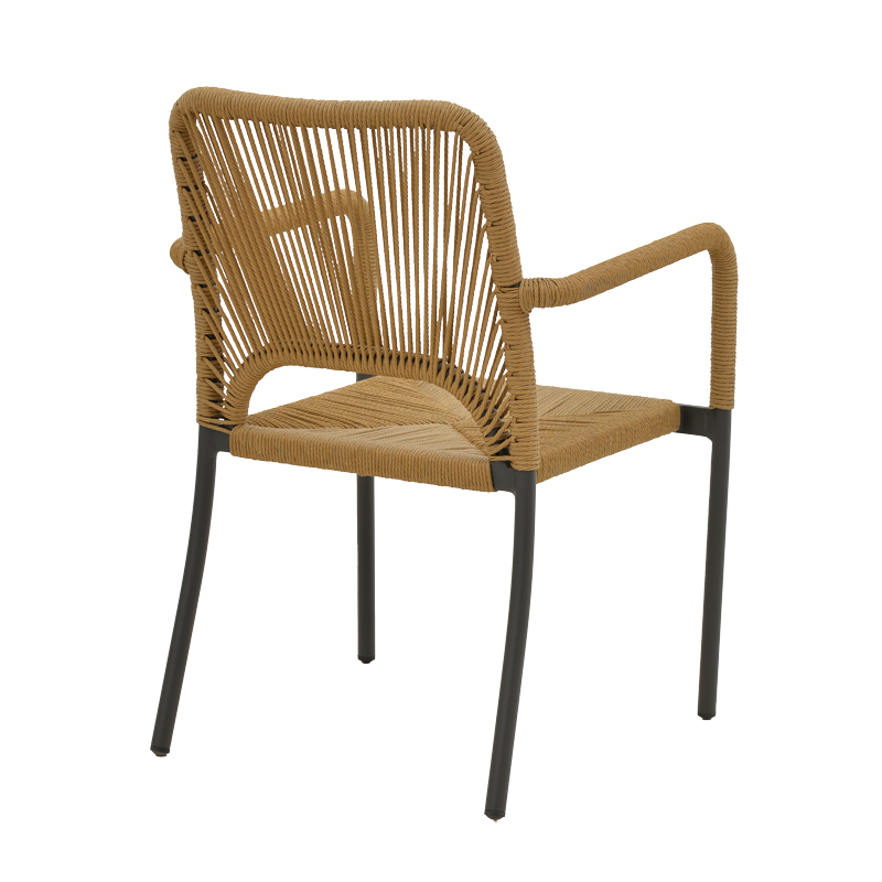 Πολυθρόνα αλουμινίου Art Maison Armory στοιβαζόμενη ανθρακί σκελετός-φυσικό rattan 57x63x82εκ