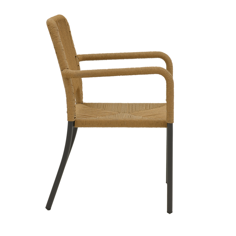 Πολυθρόνα αλουμινίου Art Maison Armory στοιβαζόμενη ανθρακί σκελετός-φυσικό rattan 57x63x82εκ