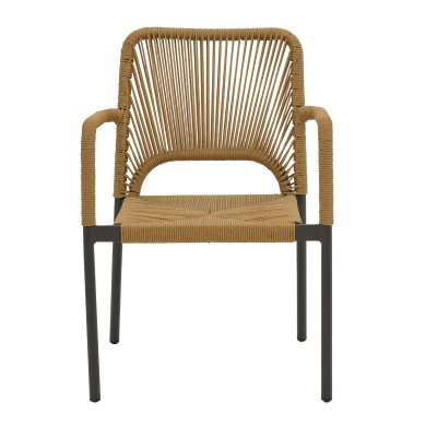 Πολυθρόνα αλουμινίου Art Maison Armory στοιβαζόμενη ανθρακί σκελετός-φυσικό rattan 57x63x82εκ