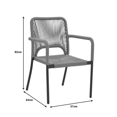 Πολυθρόνα αλουμινίου Art Maison Armory στοιβαζόμενη ανθρακί σκελετός-φυσικό rattan 57x63x82εκ