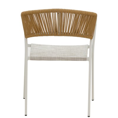 Πολυθρόνα αλουμινίου Art Maison Atlas στοιβαζόμενη λευκός σκελετός-textilene φυσικό rattan 58x56x82εκ