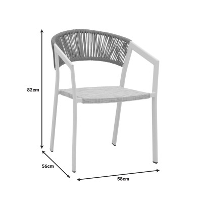 Πολυθρόνα αλουμινίου Art Maison Atlas στοιβαζόμενη λευκός σκελετός-textilene φυσικό rattan 58x56x82εκ