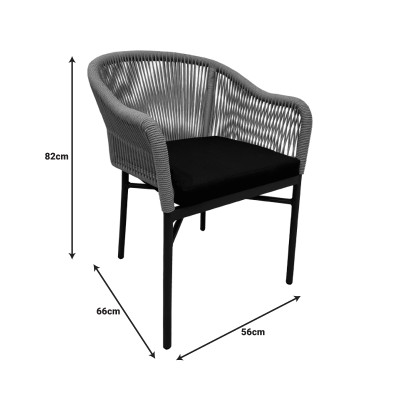 Πολυθρόνα αλουμινίου Art Maison  Aurora στοιβαζόμενη ανθρακί σκελετός-φυσικό rattan 56x66x82εκ