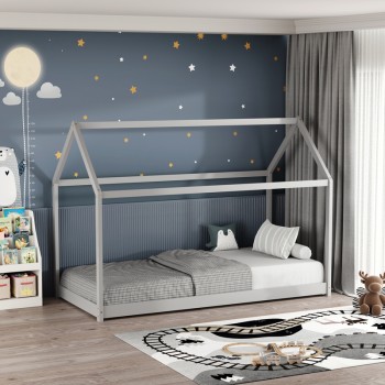 Παιδικό κρεβάτι Art Maison Meloetta τ. Montessori ξύλο πεύκου σε γκρι απόχρωση 90x190εκ