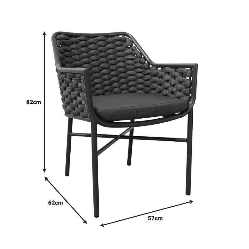 Πολυθρόνα αλουμινίου Art Maison Amiko στοιβαζόμενη με λευκό σκελετό- χακί σχοινί 57x62x82εκ