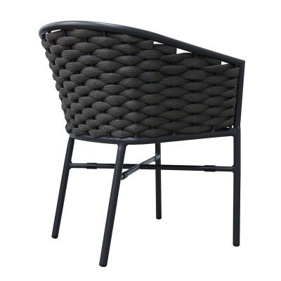 Πολυθρόνα αλουμινίου Art Maison Albion στοιβαζόμενη με ανθρακί σκελετό-σχοινι 57x62x77εκ