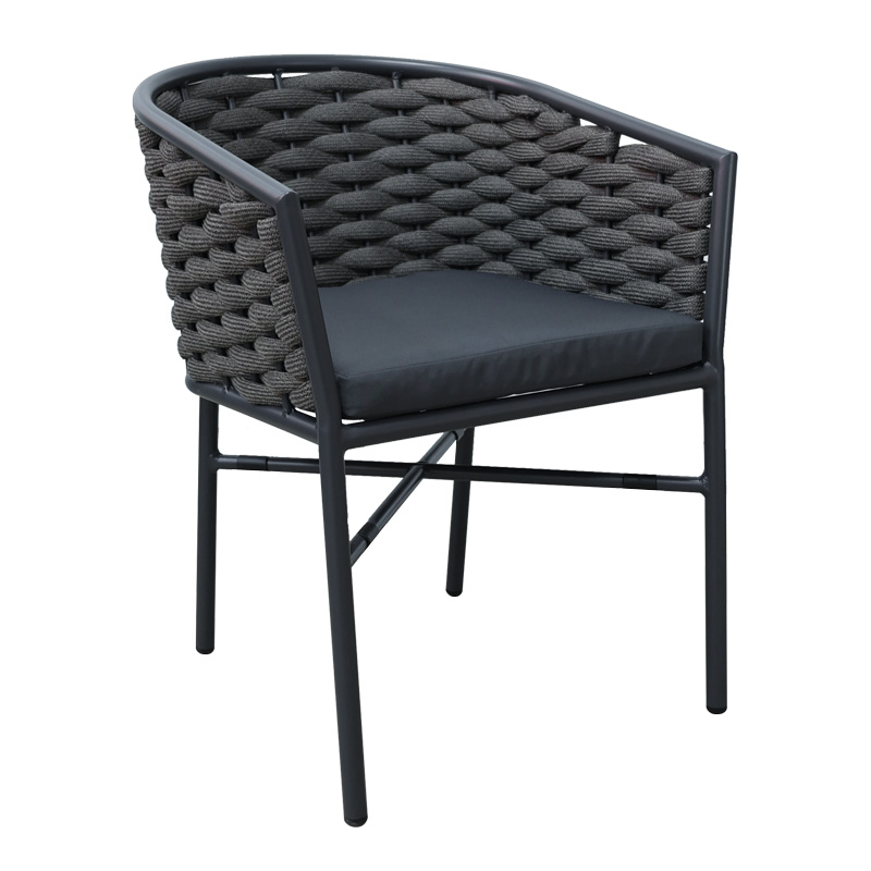 Πολυθρόνα αλουμινίου Art Maison Albion στοιβαζόμενη με ανθρακί σκελετό-σχοινι 57x62x77εκ