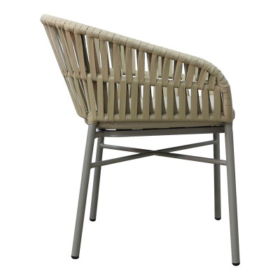 Πολυθρόνα αλουμινίου-pe σχοινί Art Maison Avalanche στοιβαζόμενη σε καφε απόχρωση και μαξιλάρι 57x60x78εκ