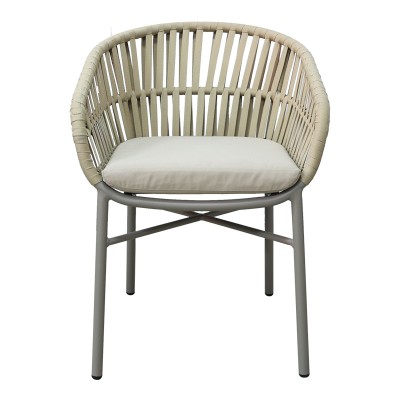 Πολυθρόνα αλουμινίου-pe σχοινί Art Maison Avalanche στοιβαζόμενη σε καφε απόχρωση και μαξιλάρι 57x60x78εκ