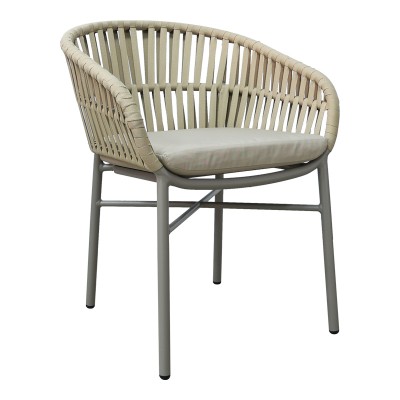 Πολυθρόνα αλουμινίου-pe σχοινί Art Maison Avalanche στοιβαζόμενη σε καφε απόχρωση και μαξιλάρι 57x60x78εκ