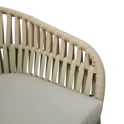 Πολυθρόνα αλουμινίου-pe σχοινί Art Maison Avalanche στοιβαζόμενη σε καφε απόχρωση και μαξιλάρι 57x60x78εκ