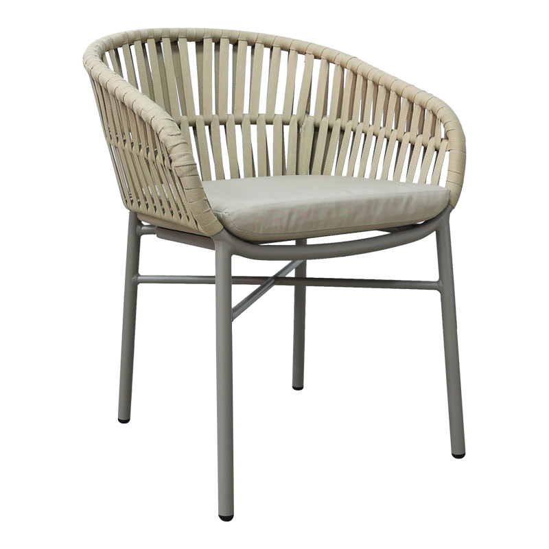 Πολυθρόνα αλουμινίου-pe σχοινί Art Maison Avalanche στοιβαζόμενη σε καφε απόχρωση και μαξιλάρι 57x60x78εκ