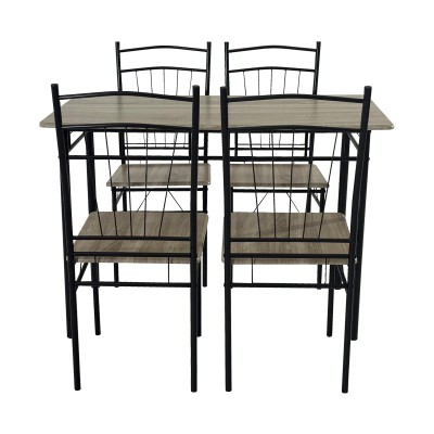 Τραπεζαρία Art Maison Hifumi σετ 5τμχ mdf σε γκρι απόχρωση με γκρι μεταλλικά πόδια 110x60x74εκ