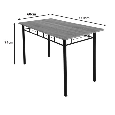 Τραπεζαρία Art Maison Hifumi σετ 5τμχ mdf σε γκρι απόχρωση με γκρι μεταλλικά πόδια 110x60x74εκ