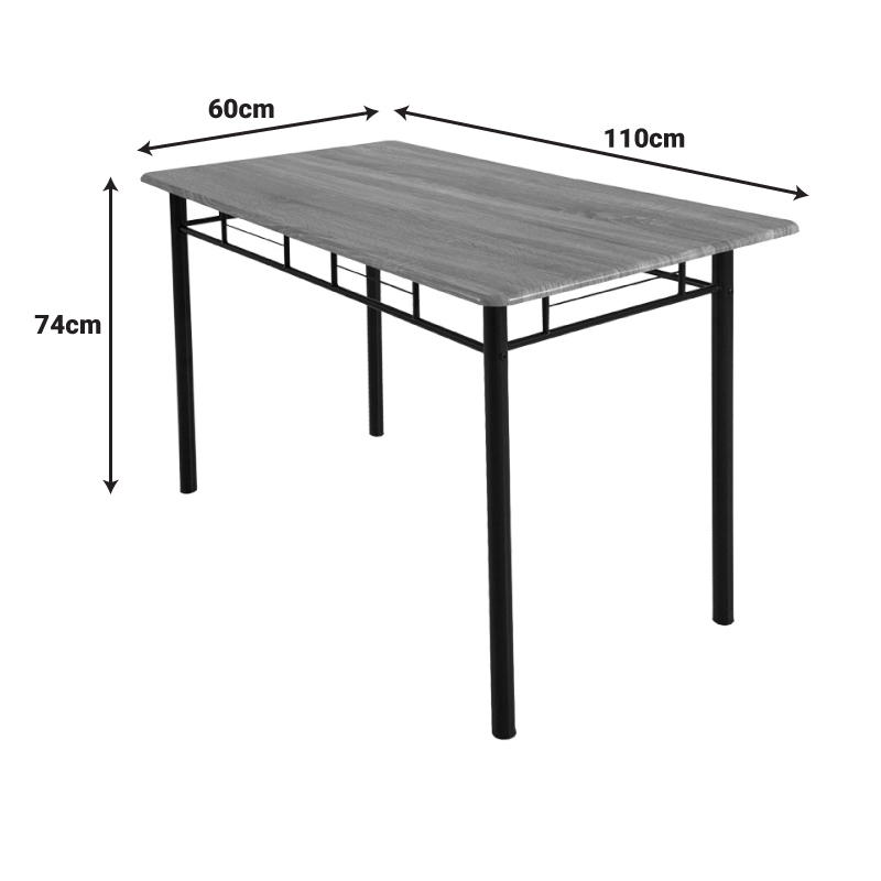 Τραπεζαρία Art Maison Hifumi σετ 5τμχ mdf σε γκρι απόχρωση με γκρι μεταλλικά πόδια 110x60x74εκ