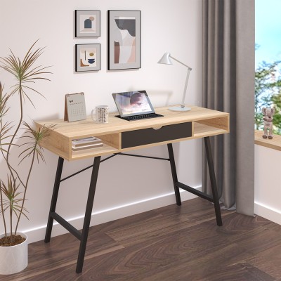 Γραφείο εργασίας Art Maison Natsuki σε oak απόχρωση με πόδι μαύρο μέταλλο 120x48x76εκ