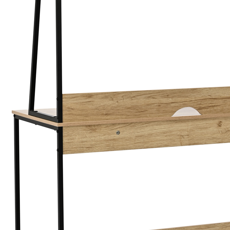 Γραφείο εργασίας Art Maison Kecleon με ράφια σε oak απόχρωση με πόδι μαύρο μέταλλο 100x48x139εκ
