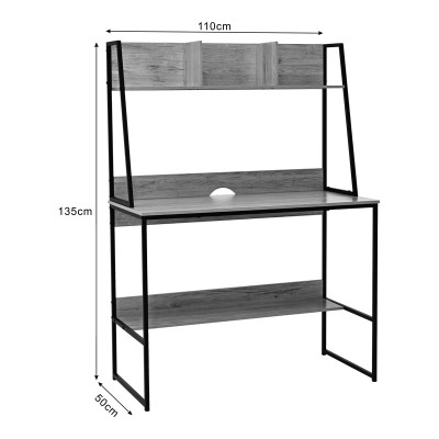 Γραφείο εργασίας Art Maison Kecleon με ράφια σε oak απόχρωση με πόδι μαύρο μέταλλο 100x48x139εκ