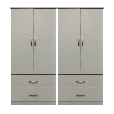 Ντουλάπα τετράφυλλη με συρτάρια Art Maison Wailmer λευκή 160x42x180εκ