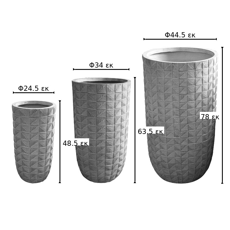 Κασπώ Art Maison Karin σετ 3τεμ κεραμικό σε ανοιχτό γκρι-μπεζ απόχρωση