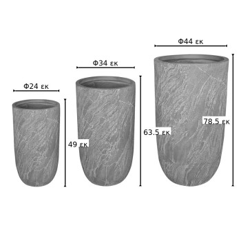 Κασπώ Art Maison Kalgara σετ 3τεμ κεραμικό σε γκρι-μπεζ απόχρωση