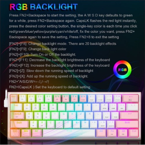 Gaming πληκτρολόγιο - Redragon K616-RGB Fizz Pro (Pink/White)