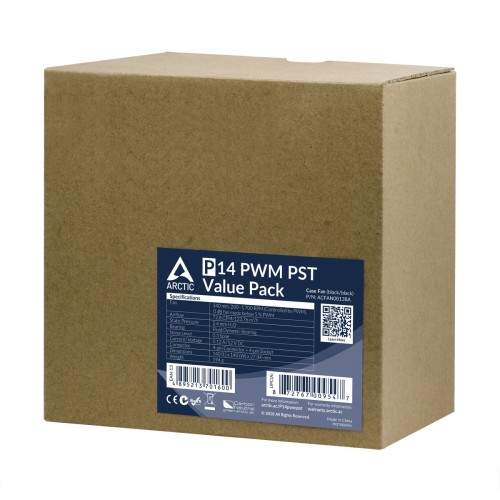 Arctic P14 PWM PST Value Pack - 5 Fans - Case Fan 4pin -140mm black/black