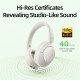 QCY H4 High-Res Headset White w. Mic, Hybrid Feed Noise Canceling with 4 mode ANC Button, 70h